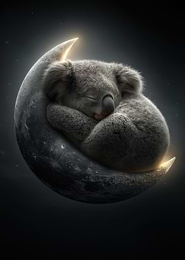 Koala Sleeping on the Moon