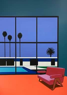 Modern Interior with Pool View