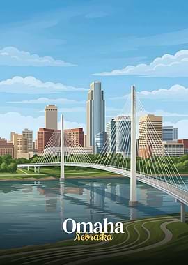 Omaha Nebraska Skyline and Bridge