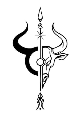 Taurus Zodiac Symbol with Bull Head