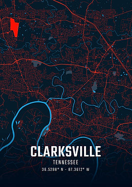 Clarksville Tennessee City Map
