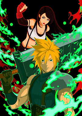 Cloud and Tifa with Green Energy