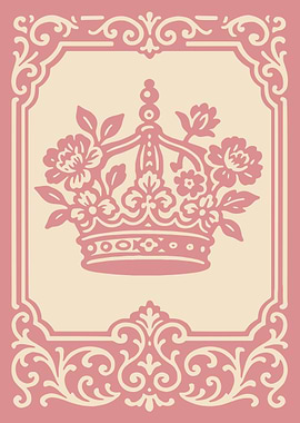 Pink Crown with Flowers and Ornate Border