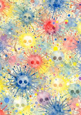 Colorful Skull Splatter Art