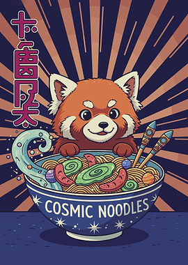 Retro Galactic Panda Noodle Bowl