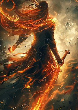 Fiery Warrior with Sword