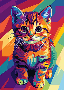 Colorful Kitten Pop Art