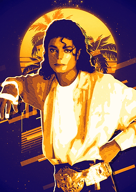 Michael Jackson Retro Sunset Palm Trees