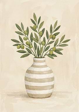 Minimalist Olive Branch in Vase