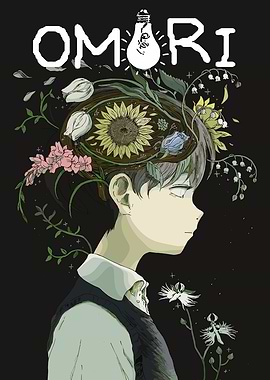 Omori Game Art with Flowers