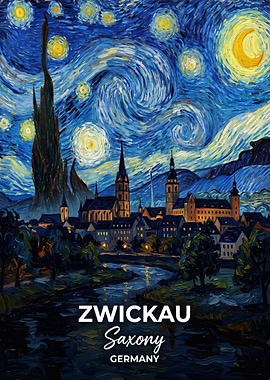 Zwickau Saxony Germany Starry Night Painting