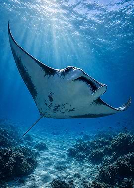Manta Ray Swimming in Ocean