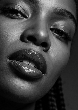Close-up of a woman's lips and nose