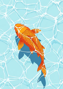 Orange Koi Fish Swimming in Water