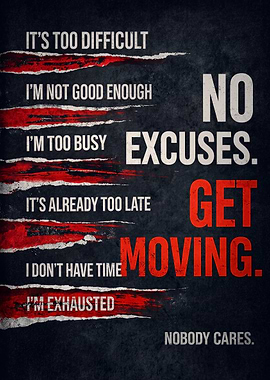 No Excuses Motivational Poster
