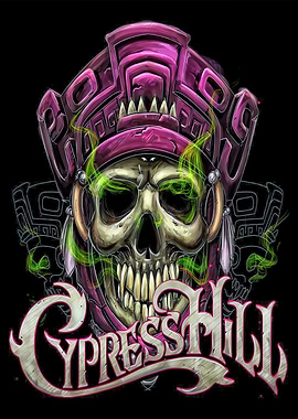 Cypress Hill Skull with Aztec Headdress