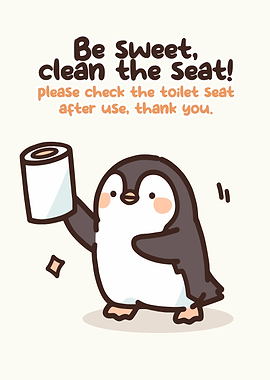 Cute Penguin Holding Toilet Paper