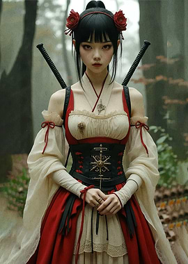 Samurai Girl in Forest