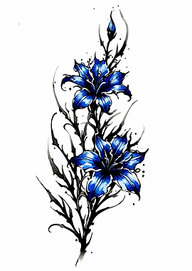 Blue Lily Tattoo Design
