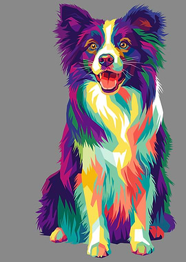 Colorful Border Collie Dog Portrait