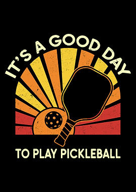 vintage retro sunset graphic it's a good day to play pickleball paddle silhouette