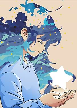 Anime Girl Holding a Star