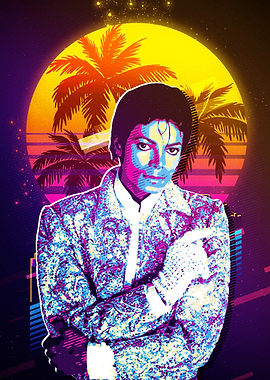 Michael Jackson Retro Sunset Palm Trees