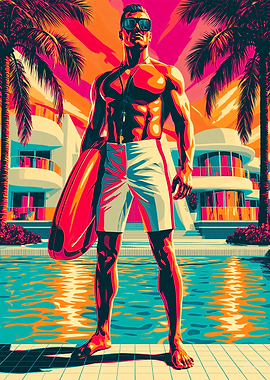 Miami Lifeguard Glam – Modern Tropical Lifestyle Poster