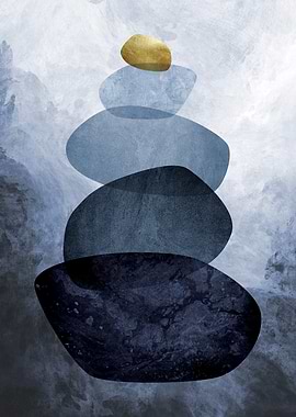 Zen Stacked Stones Abstract Art