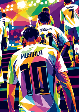 Jamal Musiala in colorful pop art style