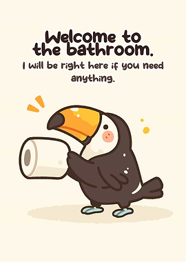 Cute Toucan with Toilet Paper