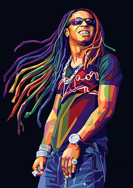 Colorful Pop Art Portrait of Lil Wayne