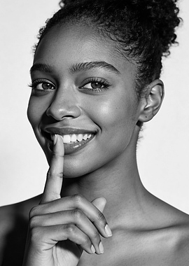 Woman with finger to lips