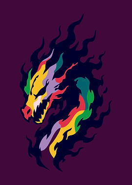 Colorful Dragon Fire Illustration