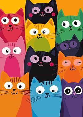 funny colorful cats