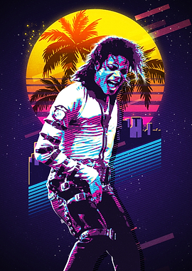 Michael Jackson Retro Sunset Art