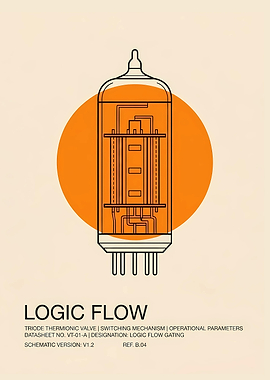 Vintage Triode Vacuum Tube Schematic Art