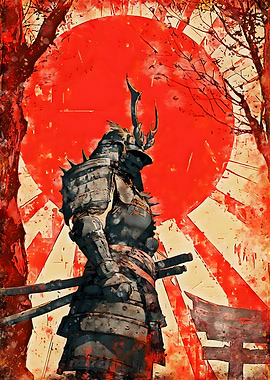 Samurai Warrior Under a Red Sun