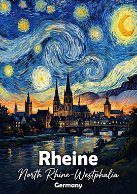 Rheine, Germany Starry Night Painting