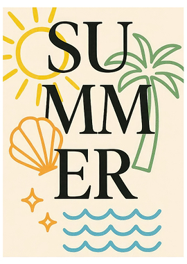 Summer Text Art with Beach Elements
