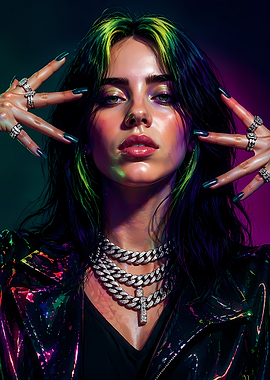 Billie Eilish Portrait with Jewelry