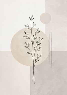 Minimalist Botanical Japandi Neutral Poster