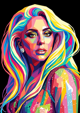 Colorful Pop Art Portrait of Lady Gaga