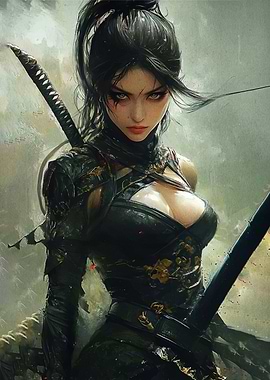 Warrior Woman with Swords