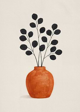 Minimalist Scandinavian Botanical Orange Vase