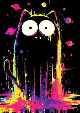 Cosmic Cat Splatter Art