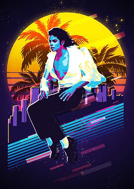 Michael Jackson Retro Sunset Cityscape