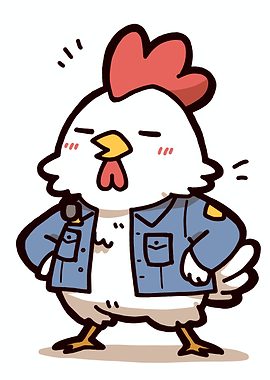 Cute Chicken in a Blue Jacket