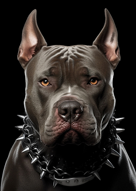 Pitbull with Spiked Collar