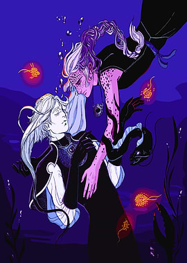 Underwater Embrace with Mystical Elements